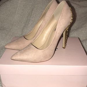 Blush Embellished Heel Pump